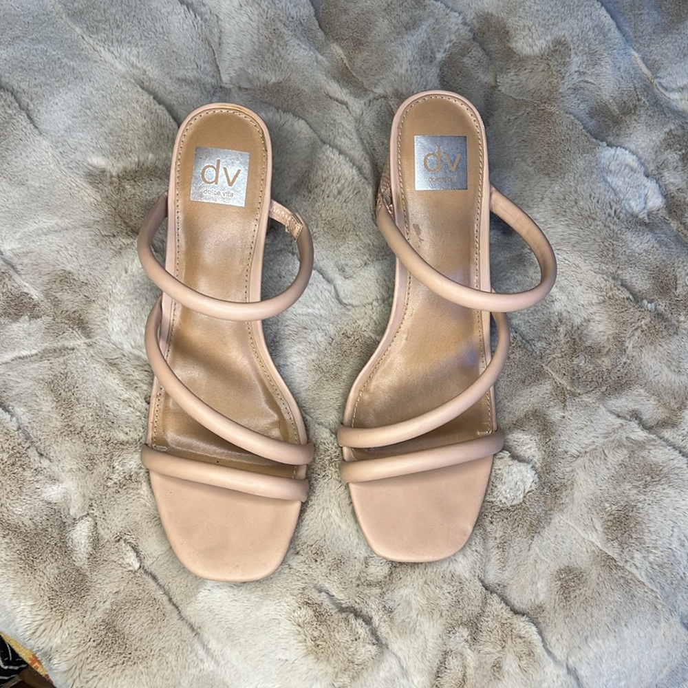 🕶️Dolce Vita Myla heel slide sandal sz 11 Beige Tan Puffy strap - Picture 5 of 8